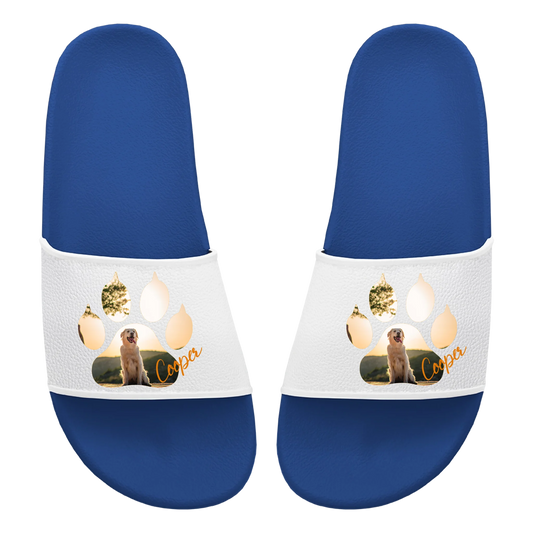 Badelatschen Unisex personalisierbar - Hundepfote (Bild + Name)