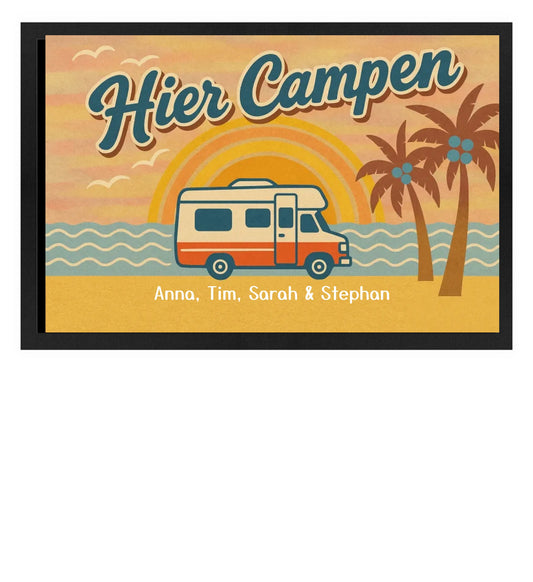 Fußmatte personalisierbar - hier campen - Strand