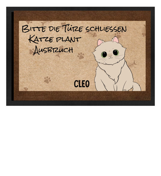 Fußmatte personalisierbar - Katze plant Ausbruch