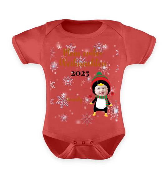 Babybody personalisierbar - erstes Weihnachten Rentier Pinguin