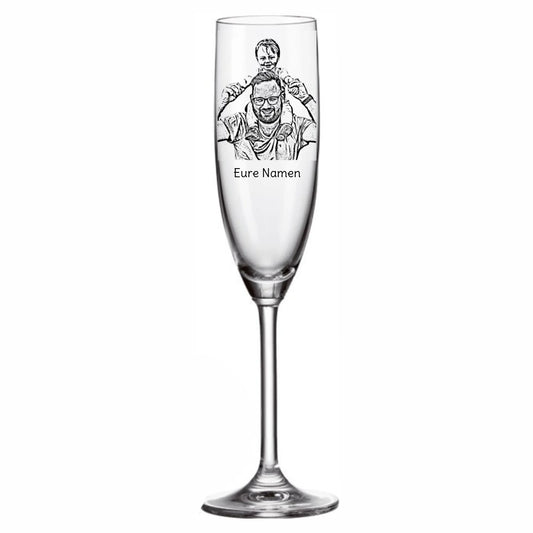 Sektglas graviert personalisierbar - Portrait, weitere Produktansicht