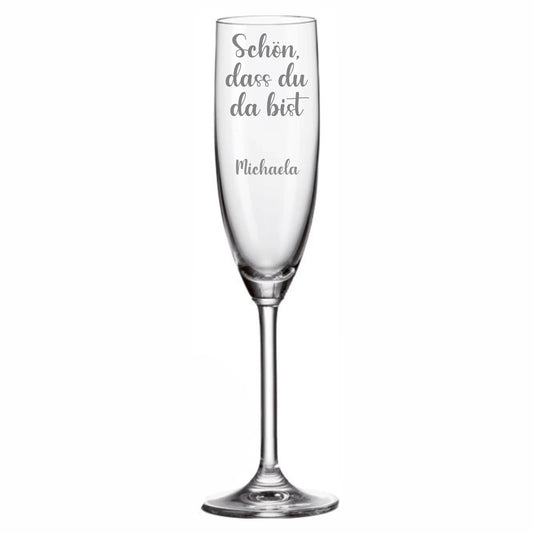 Sektglas graviert personalisierbar - schön, dass du da bist, weitere Produktansicht