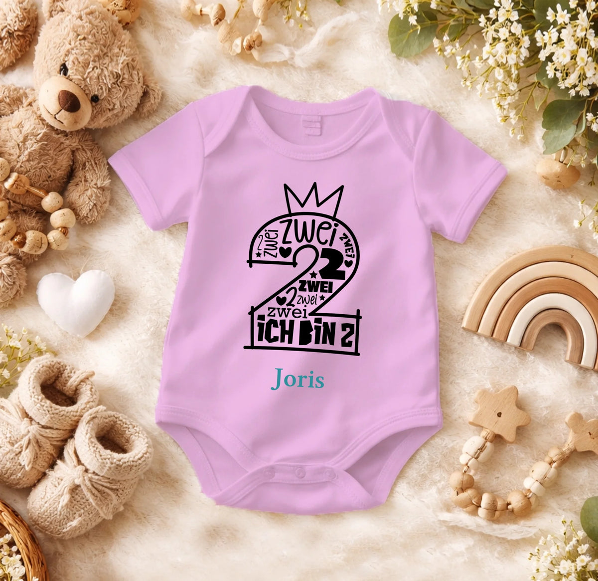 FamilySurprise-Babybody-personalisierbar-rosa