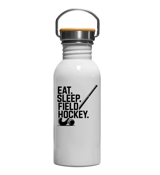 Edelstahl Trinkflasche - eat. sleep. field hockey. aus Emaille, weitere Produktansicht