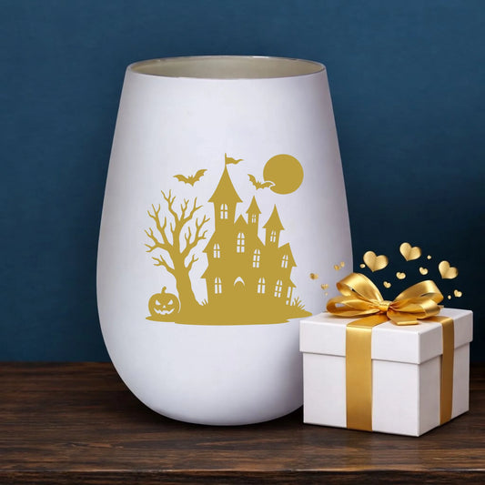 Windlicht Halloween Haus mit gelasertem Motiv, weitere Produktansicht