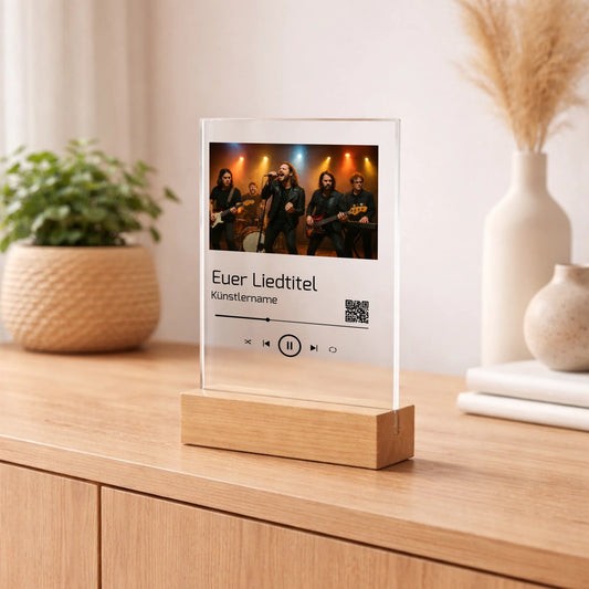 Personalisierter Acrylaufsteller Eure Songs auf Spotify mit QR-Code aus Acrylglas, weitere Produktansicht