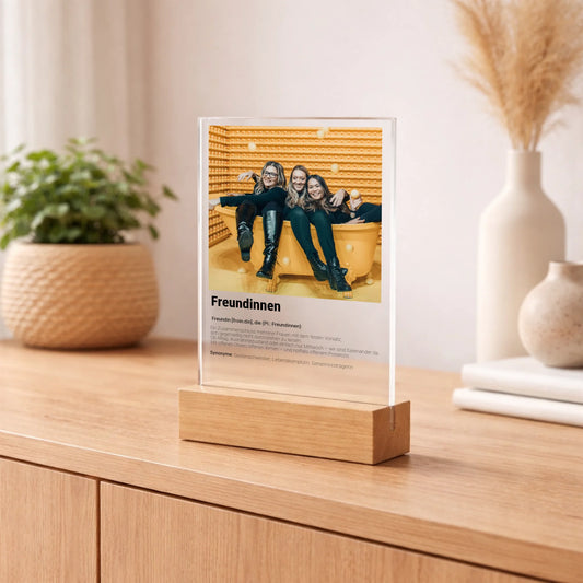 Personalisierter Acrylaufsteller Freundinnen aus Acrylglas, weitere Produktansicht