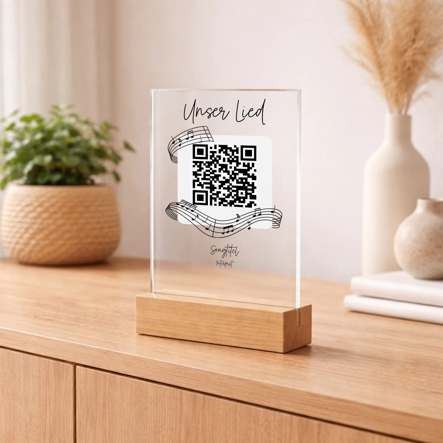 Personalisierter Acrylaufsteller QR Code euer Song auf Spotify aus Acrylglas, alternative Produktansicht