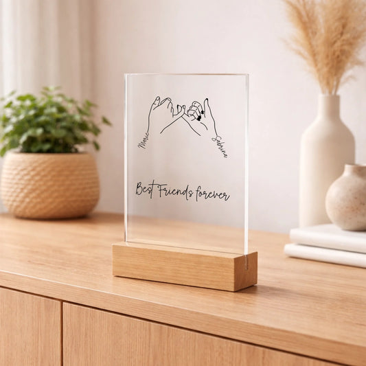 Personalisierter Acrylaufsteller Besties aus Acrylglas, weitere Produktansicht
