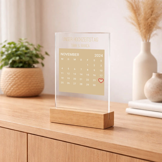 Personalisierter Acrylaufsteller Kalender aus Acrylglas, weitere Produktansicht