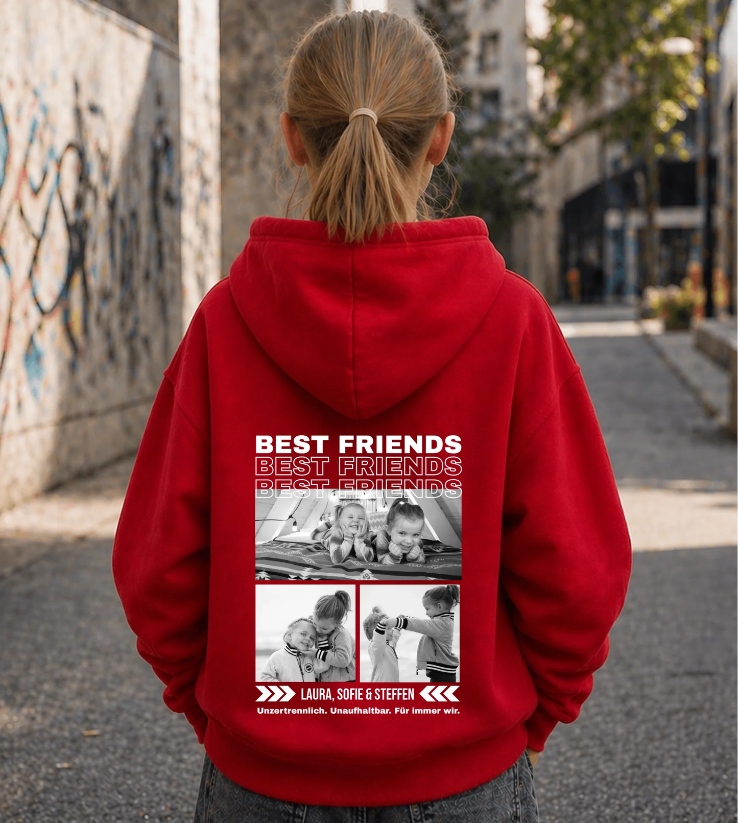 FamilySurprise-Kinderhoodie- mädchen-hinten-rot