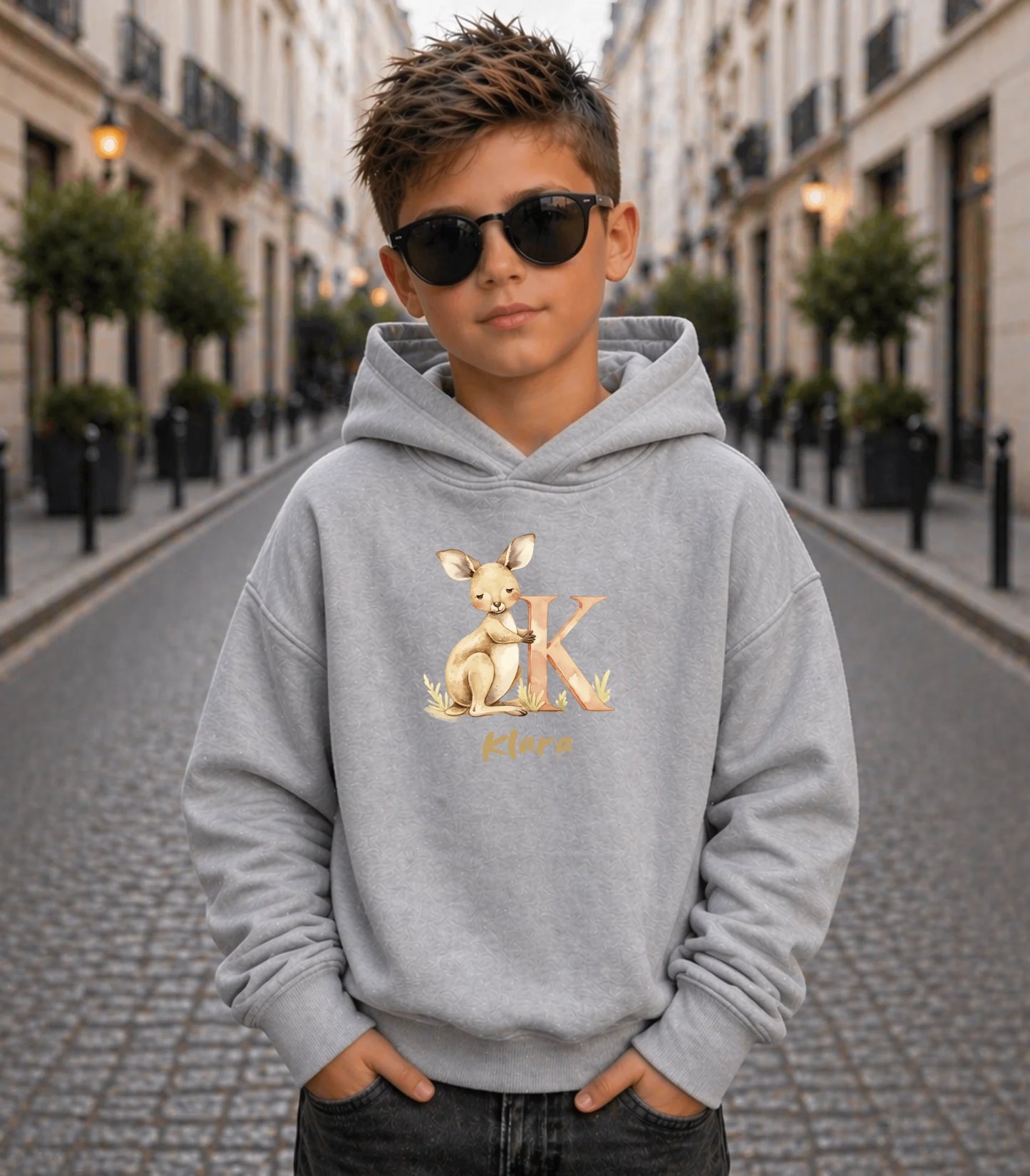 FamilySurprise-Kinder-Hoodie-vorne-junge-grau
