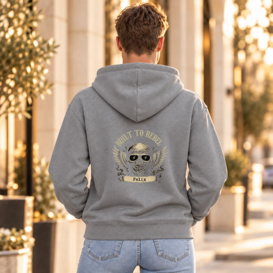 1FamilySurprise-Hoodie_0_Grau_Mann_hinten