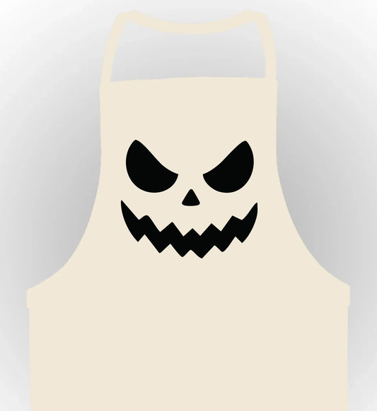 schürze beige mit einem gruseligen Gesicht