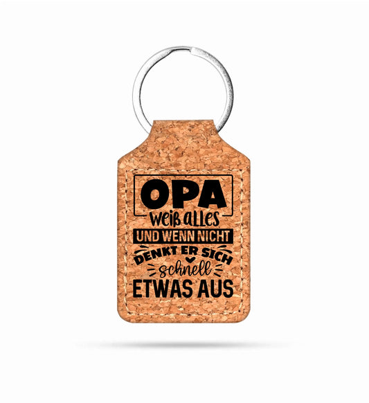 Schlüsselanhänger Kork eckig Motivauswahl - Opa