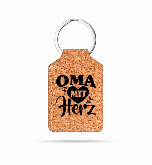 Schlüsselanhänger Kork eckig Motivauswahl - Oma