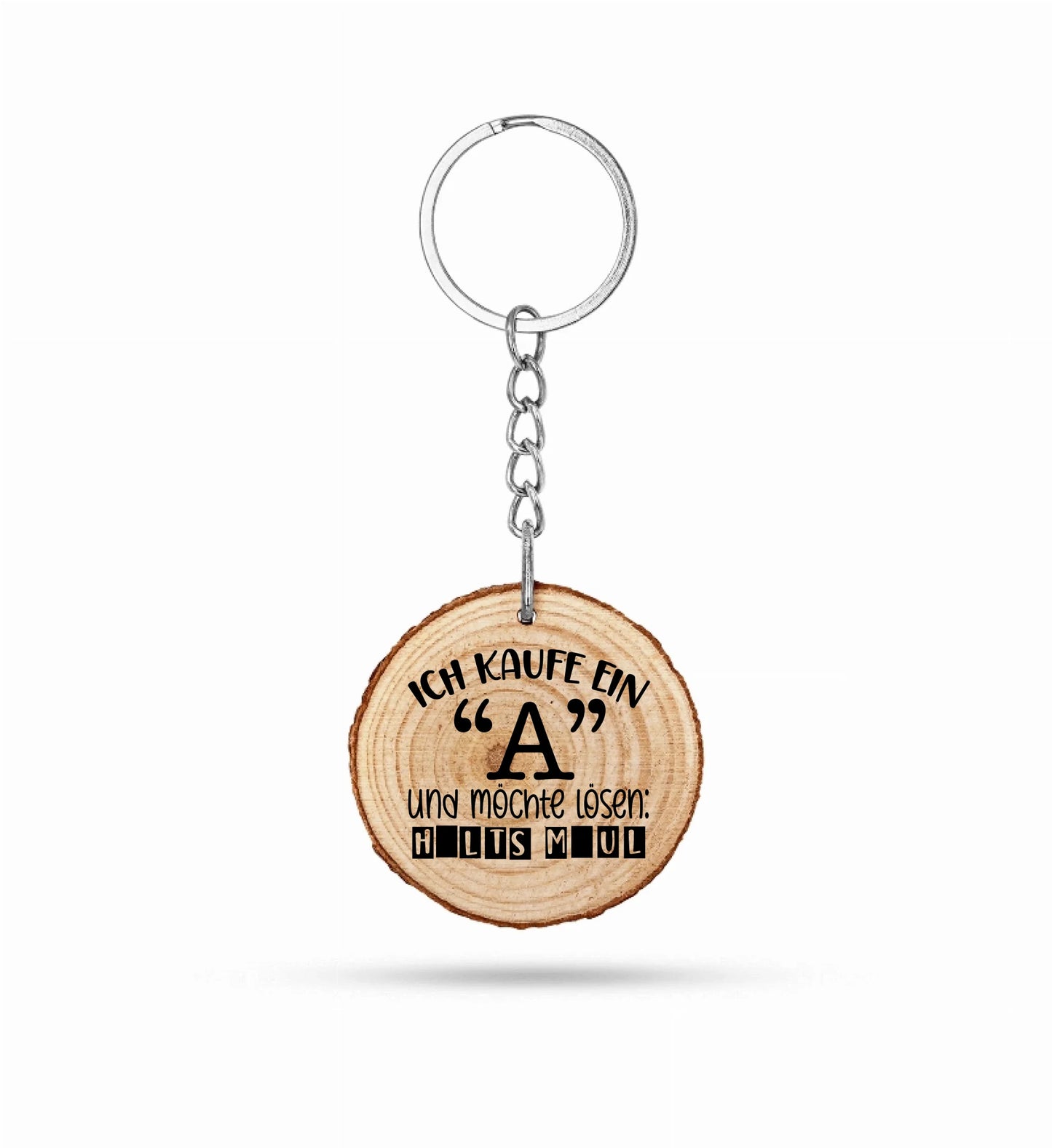 Schlüsselanhänger Holz rund verschiedene Motive - lustig
