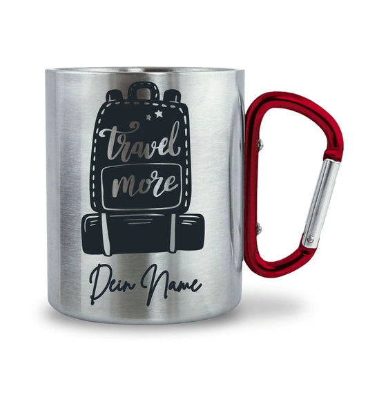 Karabiner-Tasse  personalisierbar - travel more