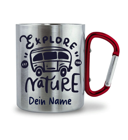 Karabiner-Tasse personalisierbar - explore nature