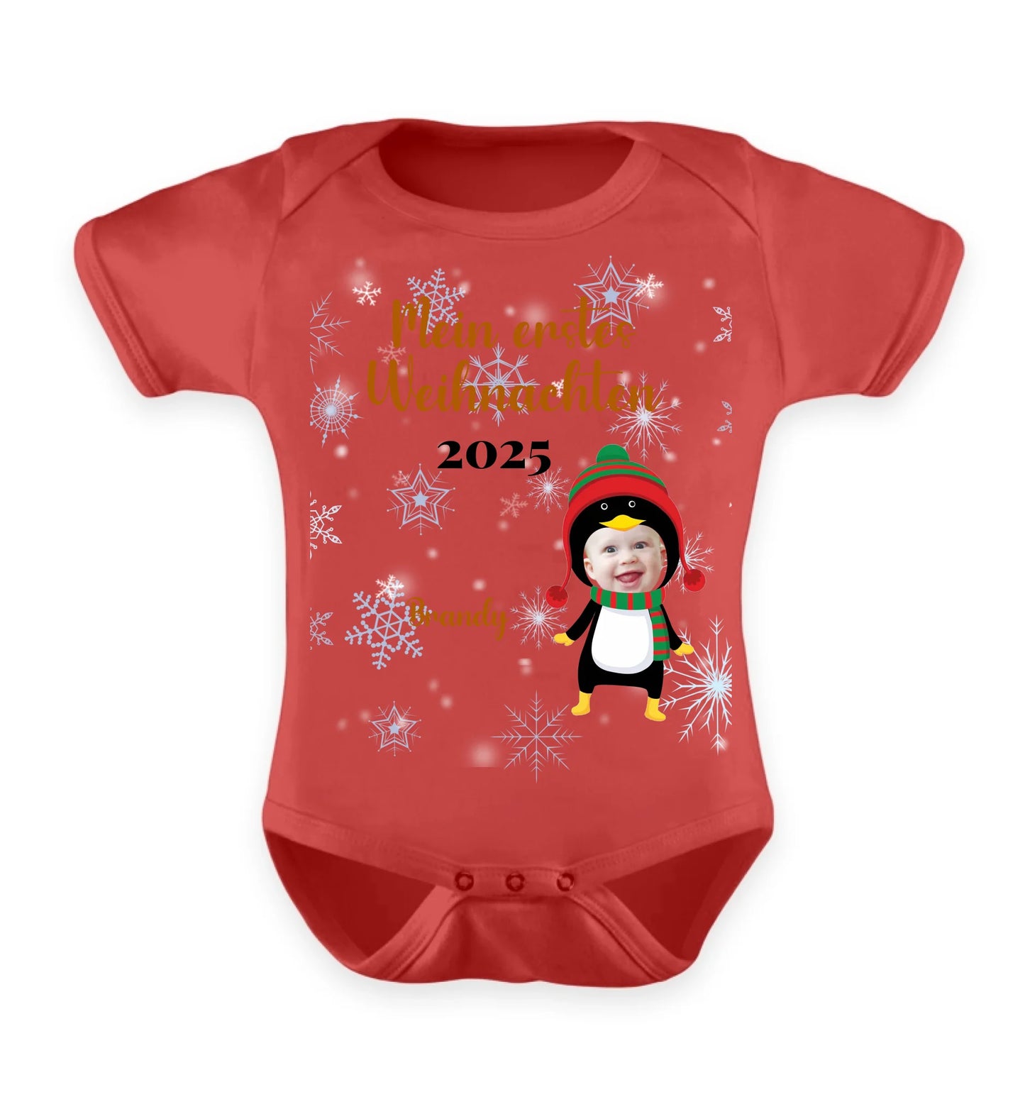 Babybody personalisierbar - erstes Weihnachten Rentier Pinguin