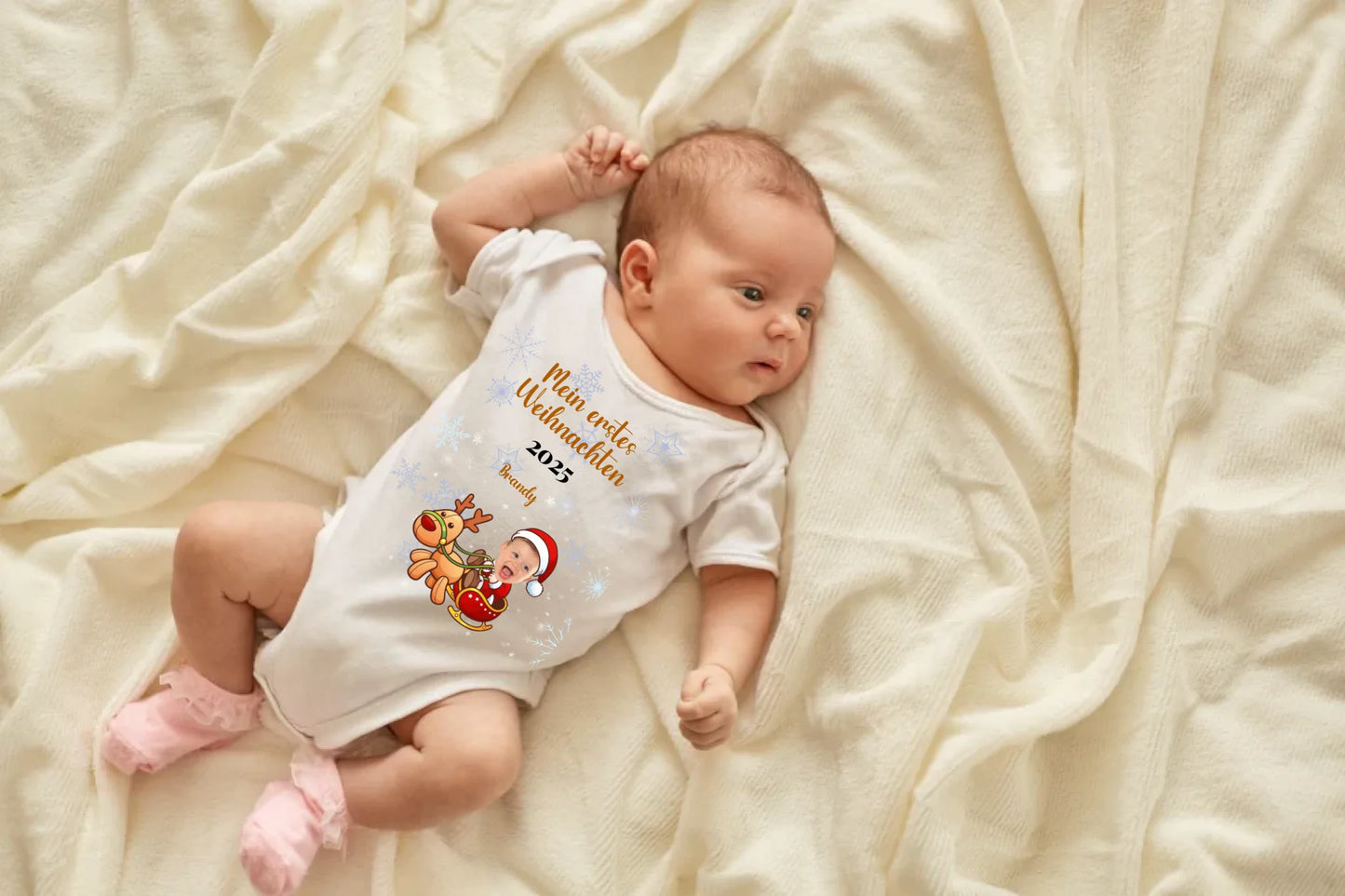 newborn-baby-girl-boy-lying-blanket-bed-looking-away-wearing-white-bodysuit-socks-infant-studying-world-around-has-sleepy-expression