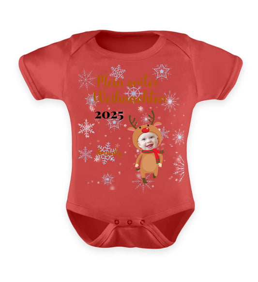 Babybody personalisierbar - erstes Weihnachten Rentier stehend