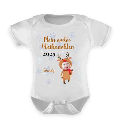 Babybody personalisierbar - erstes Weihnachten Rentier stehend