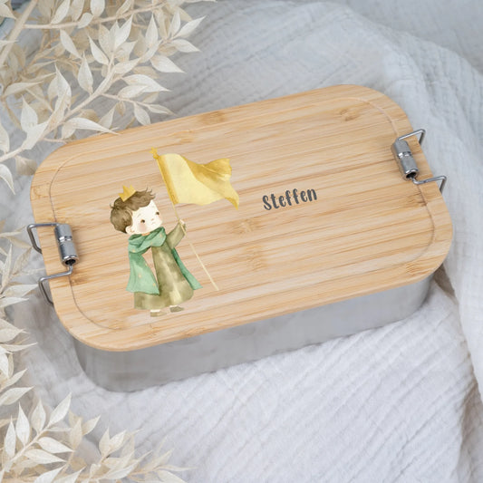 Personalisierte Lunchbox mit Druck Ritter mit hochwertigem Druck in Holz