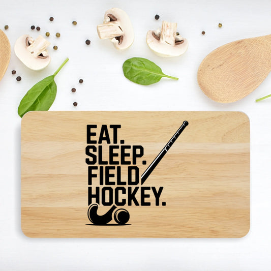 Frühstücksbrettchen mit Druck - Eat Sleep Field Hockey mit hochwertigem Druck in Birkenholz