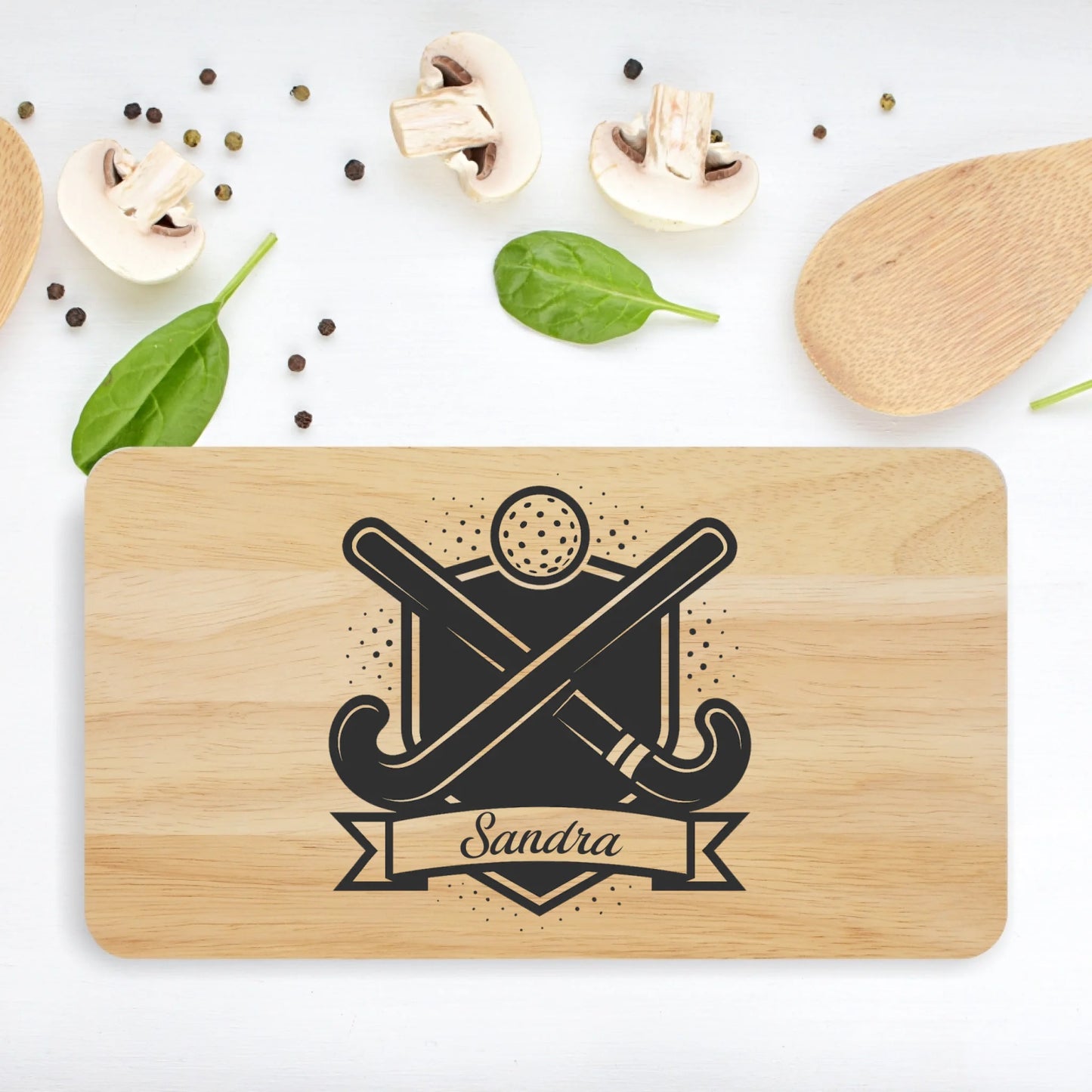 Frühstücksbrettchen mit Gravur personalisierbar - Hockey, zusätzliche Produktansicht
