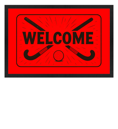 Fußmatte personalisierbar - Welcome Hockey rot
