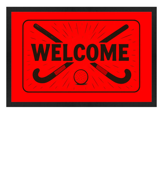 Fußmatte personalisierbar - Welcome Hockey rot