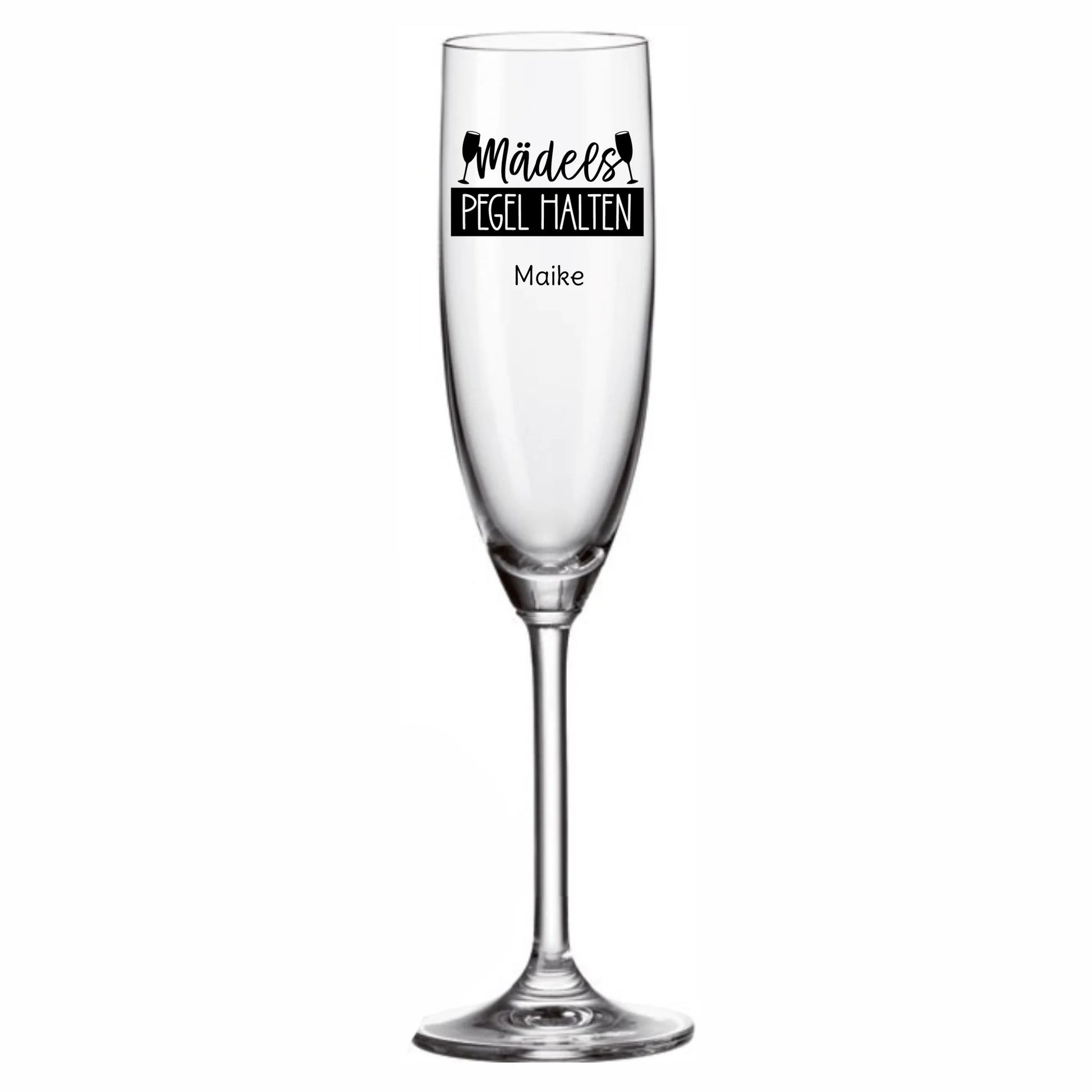Sektglas graviert personalisierbar - Mädels Pegel halten, weitere Produktansicht