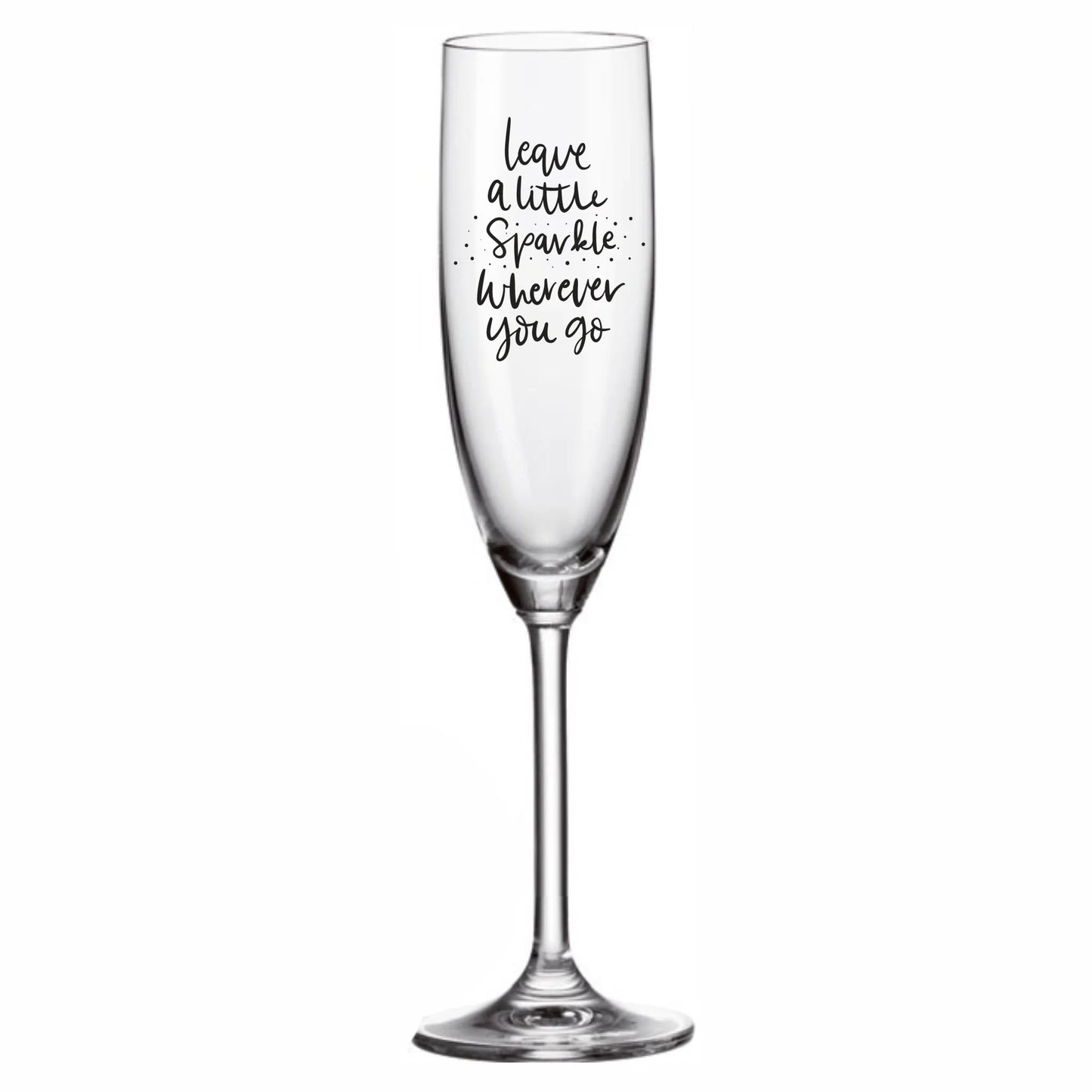 Sektglas graviert - leave a little sparkle, weitere Produktansicht