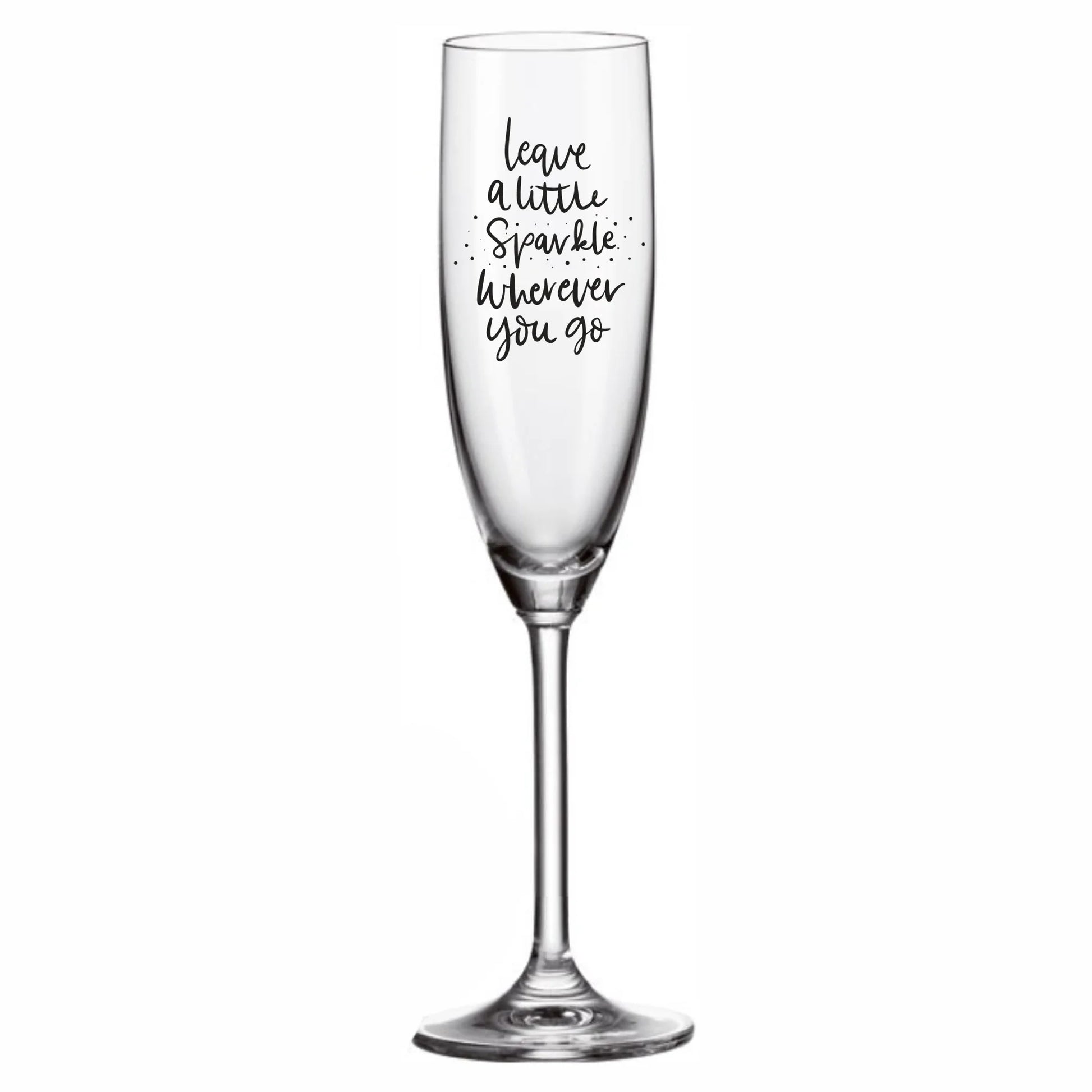 Sektglas graviert - leave a little sparkle, weitere Produktansicht