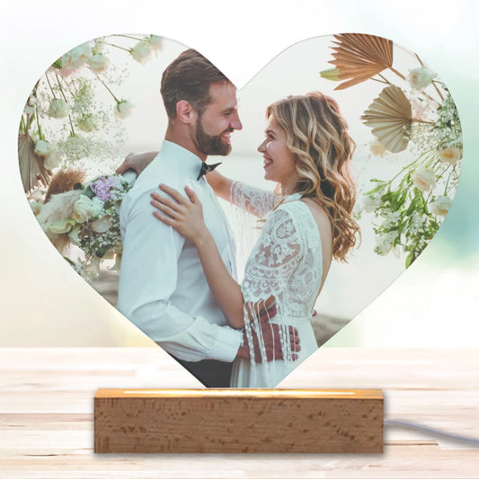 LED Lampe Herz personalisierbar - mit Foto aus Acrylglas