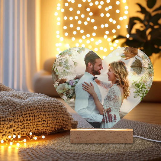 LED Lampe Herz personalisierbar - mit Foto aus Acrylglas, weitere Produktansicht