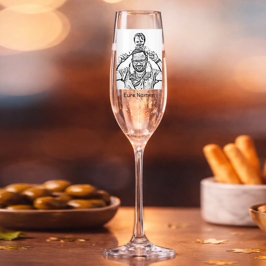 Sektglas graviert personalisierbar - Portrait in Glas