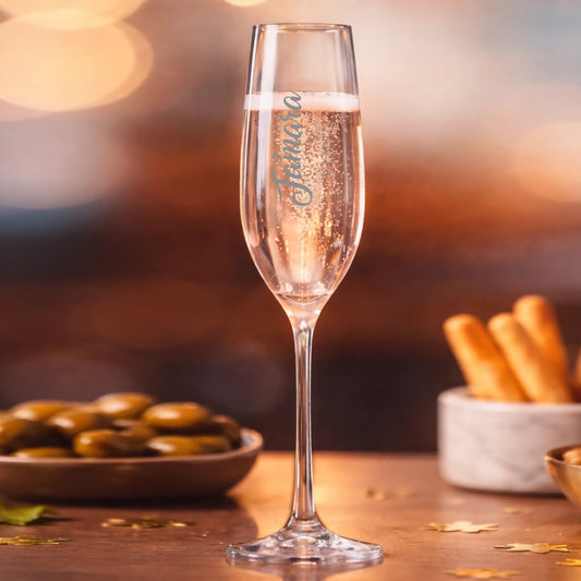 Sektglas graviert personalisierbar mit Namen in Glas