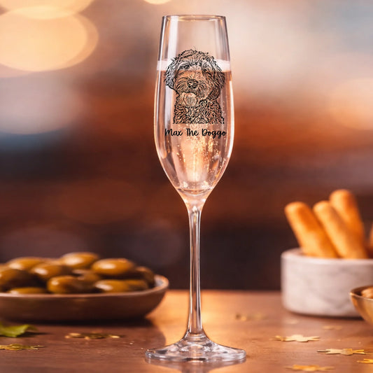 Sektglas graviert personalisierbar - Tierportrait in Glas