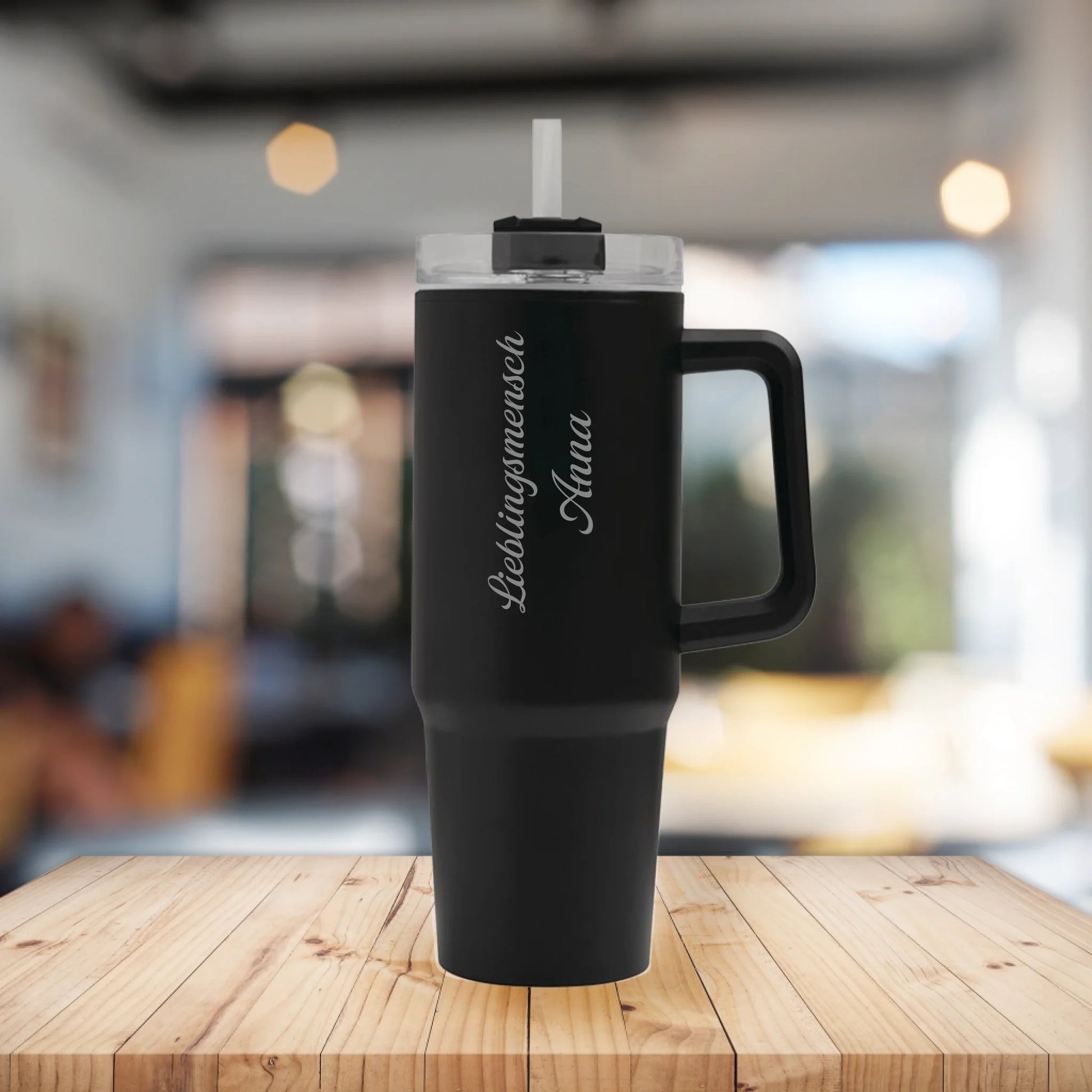 Personalisierbarer Thermobecher 900 ml mit Gravur - Lieblingsmensch in Grün