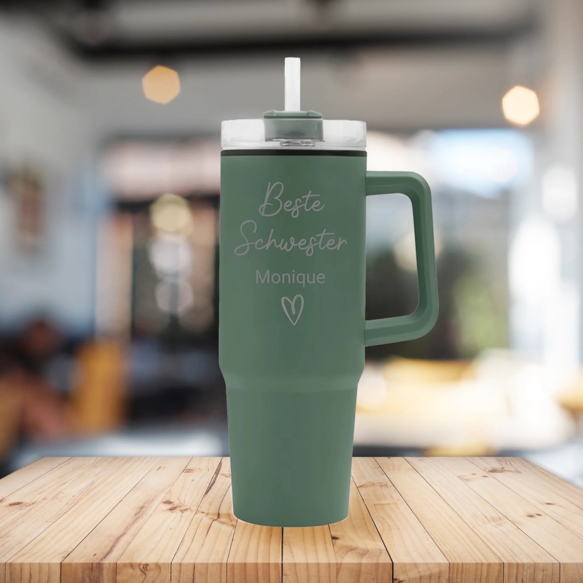 Personalisierbarer Thermobecher 900 ml mit Gravur - Beste Schwester, alternative Produktansicht