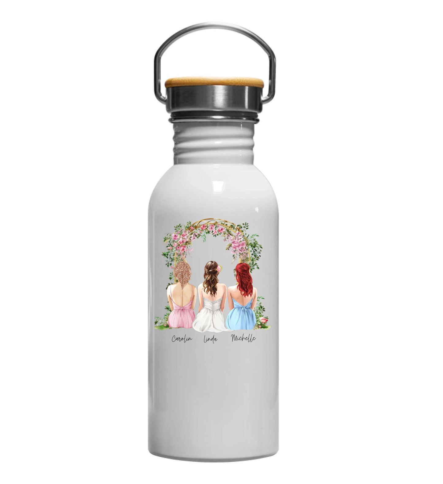 Edelstahl Trinkflasche personalisierbar - Brautjungfern aus Emaille, weitere Produktansicht