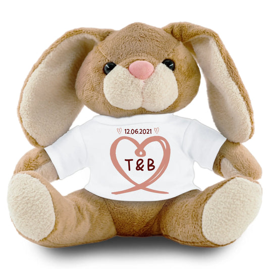 Kuschelhase personalisierbar - Herz  mit Initialien