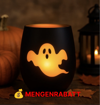 Windlicht Halloween Gespenst mit gelasertem Motiv