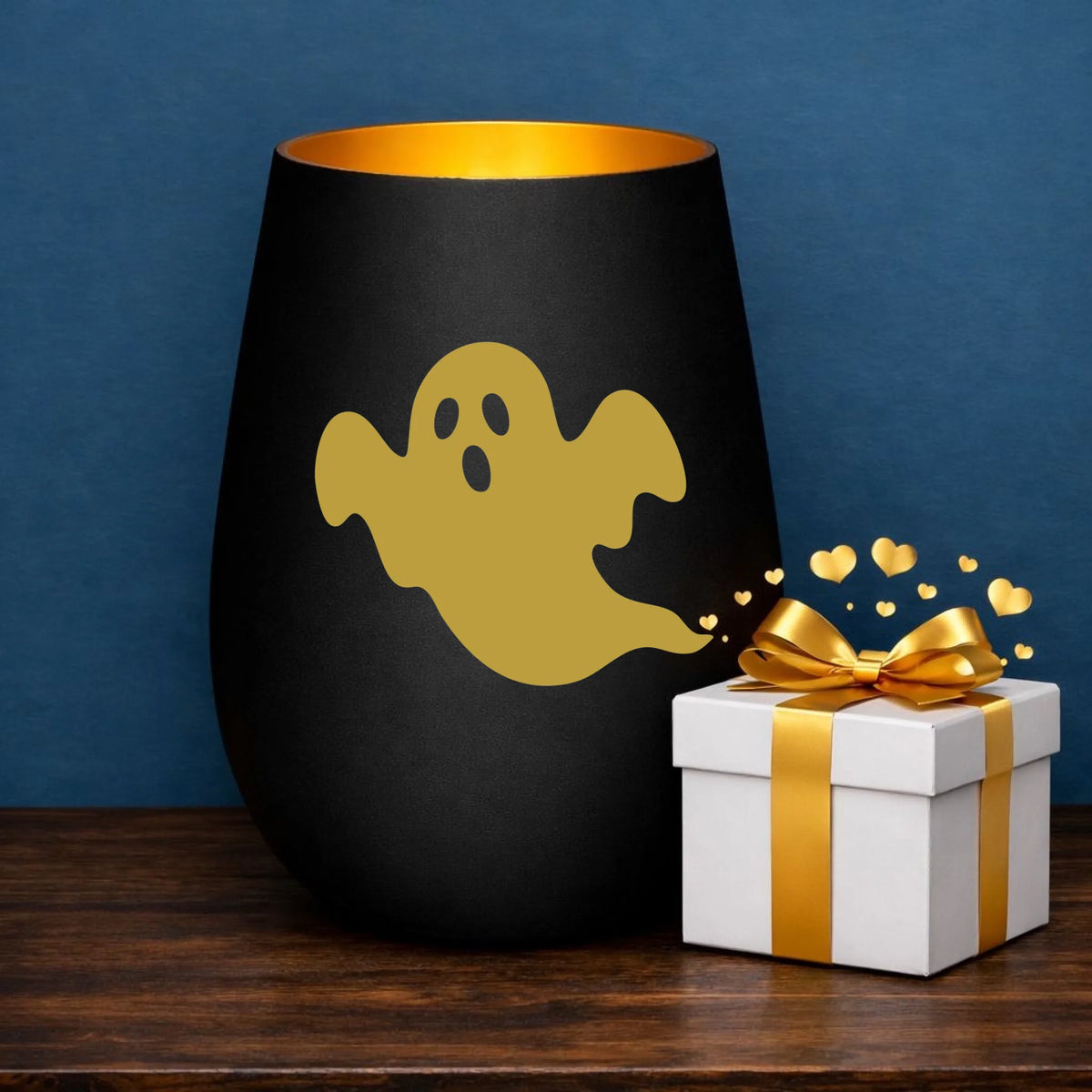 Windlicht Halloween Gespenst mit gelasertem Motiv, zusätzliche Produktansicht