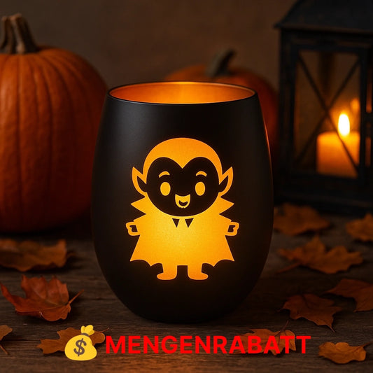 Windlicht Halloween Dracula mit gelasertem Motiv