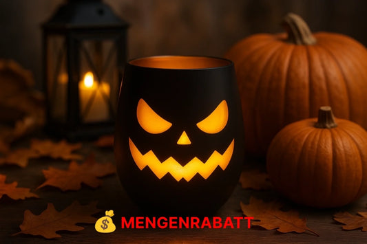 Windlicht Halloween Gesicht mit gelasertem Motiv