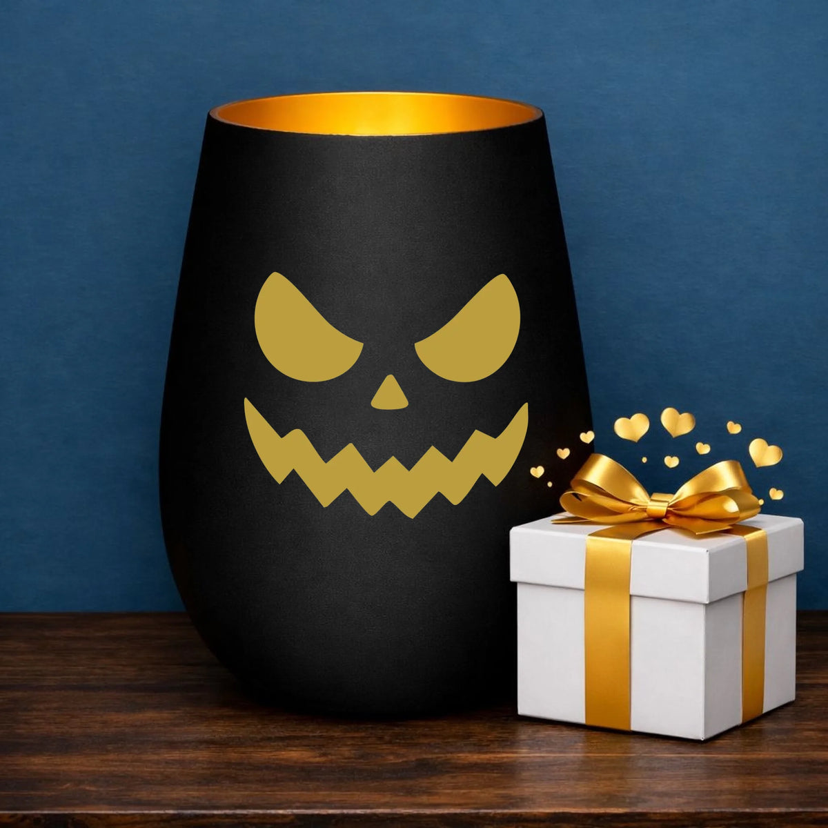 Windlicht Halloween Gesicht mit gelasertem Motiv, zusätzliche Produktansicht