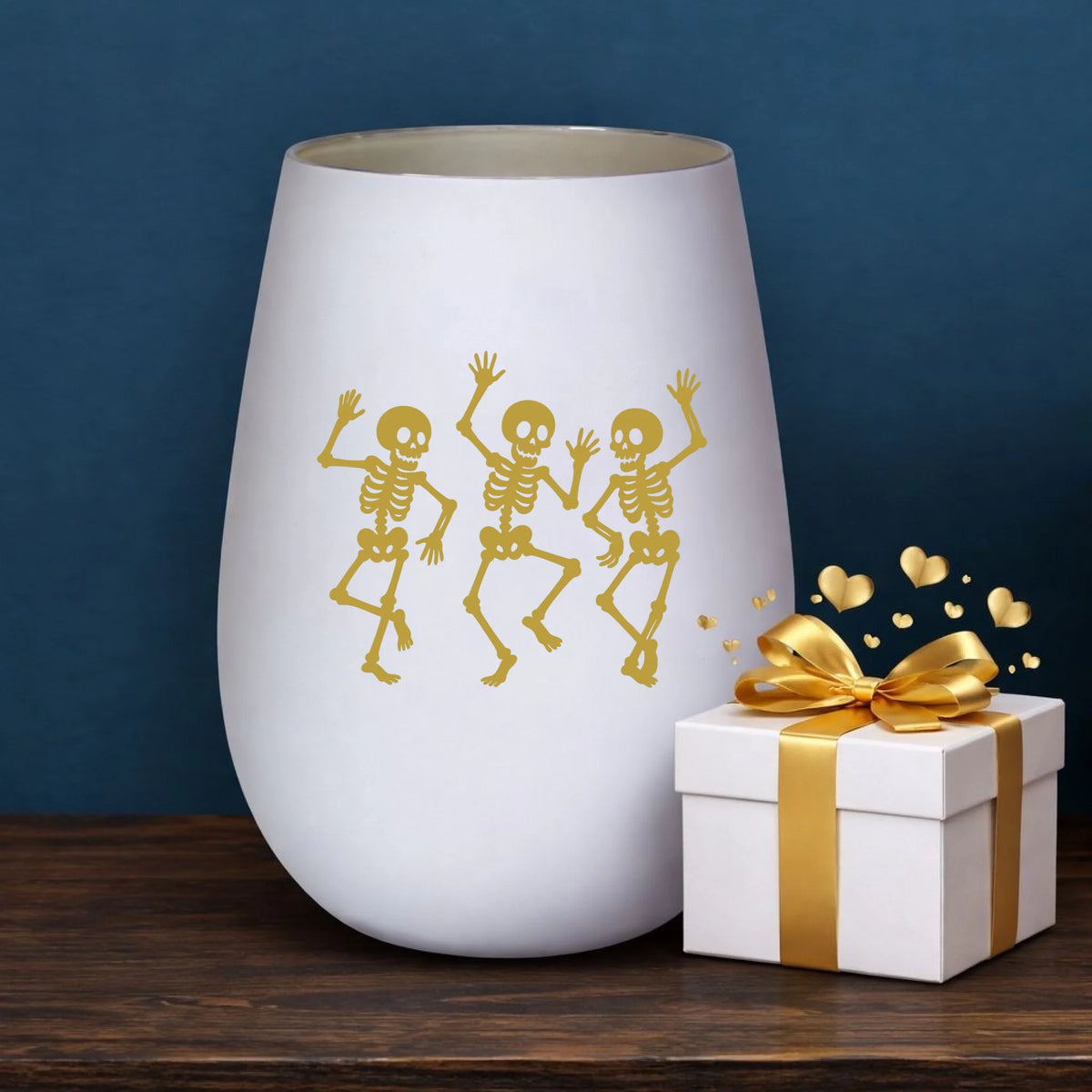 Windlicht Halloween Skelett mit gelasertem Motiv, weitere Produktansicht